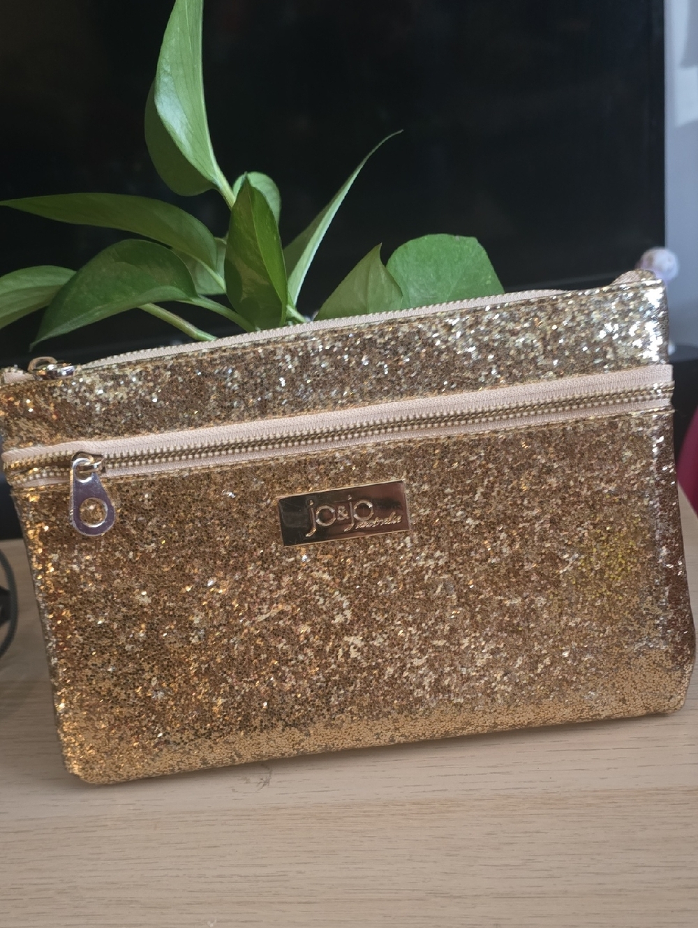 Jo & Jo Gold Glitter Zip Pouch -